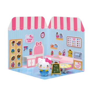 Comansi Sticker House Hello Kitty Flower Cafe - Incluye Figura - Stickers Lavables -  Escenario Adorable - Juego Creativo
