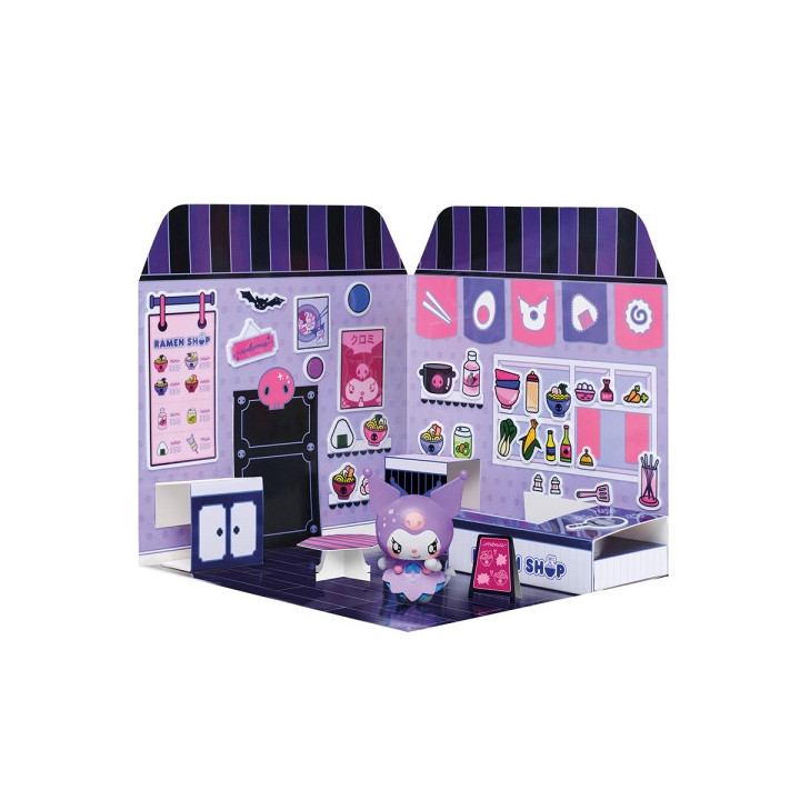 Comansi Sticker House Kuromi Ramen Shop - Incluye Figura - Stickers Lavables -  Escenario Adorable - Juego Creativo