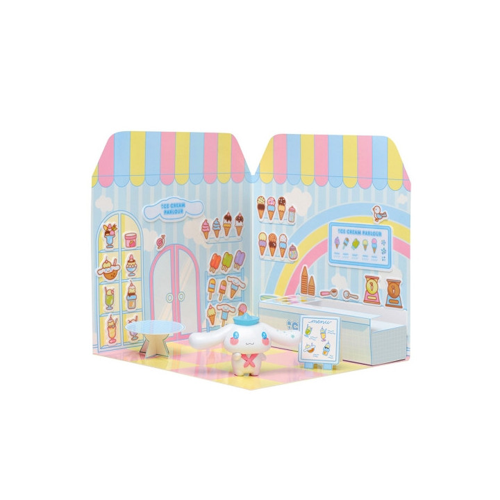 Comansi Sticker House Cinnamoroll Ice Cream Parlour - Incluye Figura - Stickers Lavables -  Escenario Adorable - Juego Creativ