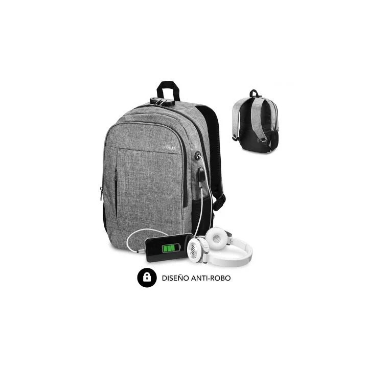 Subblim Mochila Urban Lock System - para Portatiles de hasta 16" - Bloqueo Antirrobo - Correas Ergonomicas - Espalda con Sistem