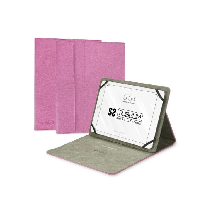 Subblim Funda universal para Tablet - Acabado en tacto Cloth - Soporte antideslizante - Cierre magnético - Sistema de sujeció
