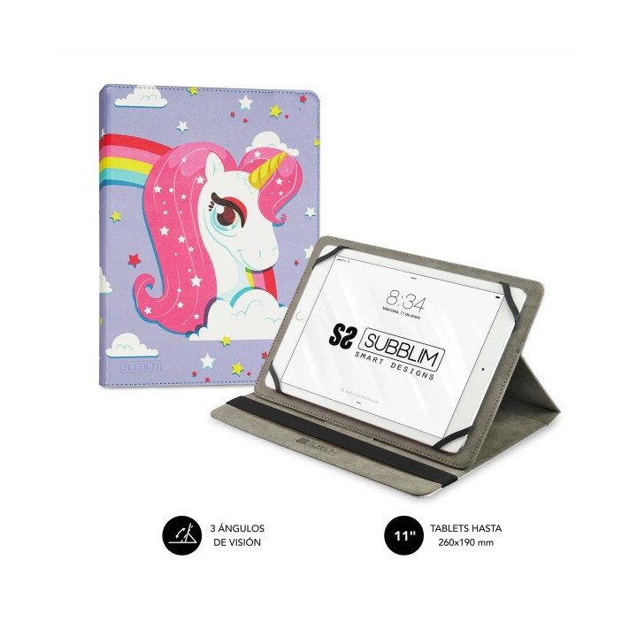 Subblim Funda Tablet Universal Trendy 9.6" a 11" - Posicion Stand con 2 Angulos de Vision - Soporte Antideslizante - Colores Va