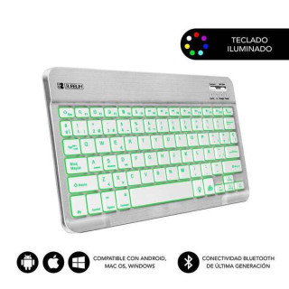 Subblim Teclado Smart Backlit Bt - Conectividad Bluetooth 30 - Iluminacion Ajustable en 7 Colores - Diseño Delgado de 6mm - Te