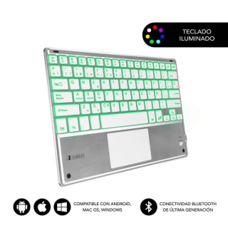 Subblim Teclado Retroiluminado Ultrafino SMART BT - TouchPad - Iluminación Hasta 7 Colores Ajustables - Bluetooth 3.0 - Autono