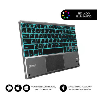 Subblim Teclado Retroiluminado Ultrafino SMART BT - TouchPad - Iluminación Hasta 7 Colores Ajustables - Bluetooth 3.0 - Autono