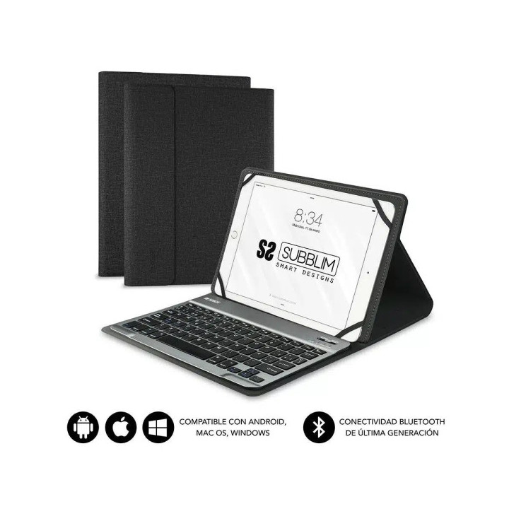 Subblim Teclado Bluetooth extraíble - Funda universal 9-10.1" - Diseño ultradelgado - Soporte ajustable - Acceso a todas las