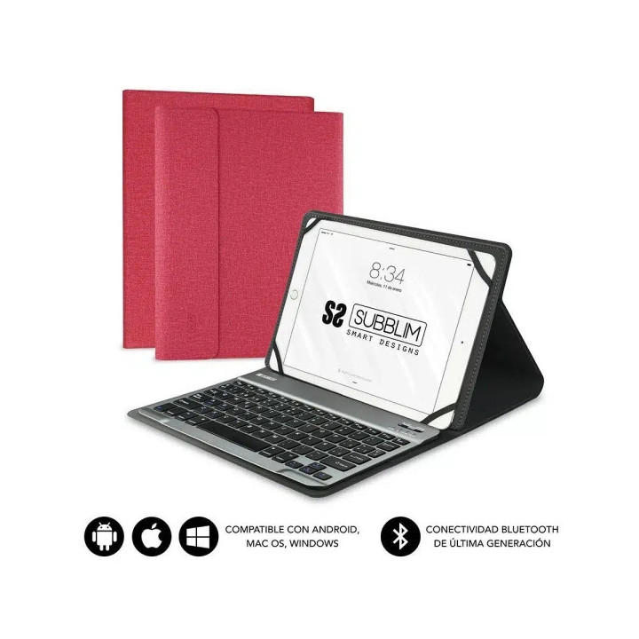 Subblim Teclado Bluetooth extraíble - Funda universal 9-10.1" - Diseño ultradelgado - Soporte ajustable - Acceso a todas las