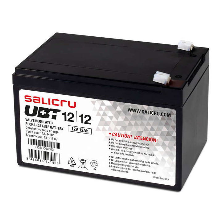 Salicru UBT 12/12 Bateria AGM Recargable de 12 Ah / 12 V - Color Negro