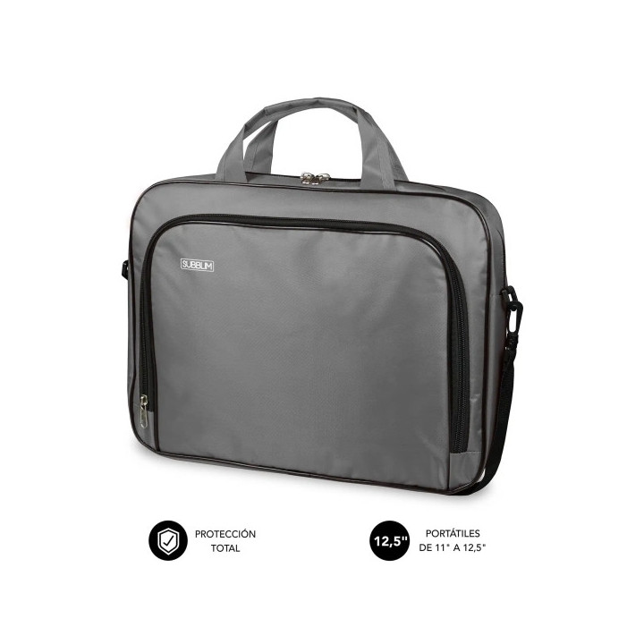 Subblim Estuche Oxford Portátil 11" a 12.5" - Protección reforzada - Correas Ajustables -  Bolsillo Exterior - Color Gris