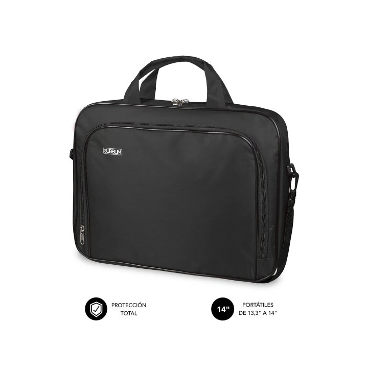 Subblim Estuche Oxford Portátil 13.3" a 14" - Protección reforzada - Correas Ajustables -  Bolsillo Exterior - Color Negro