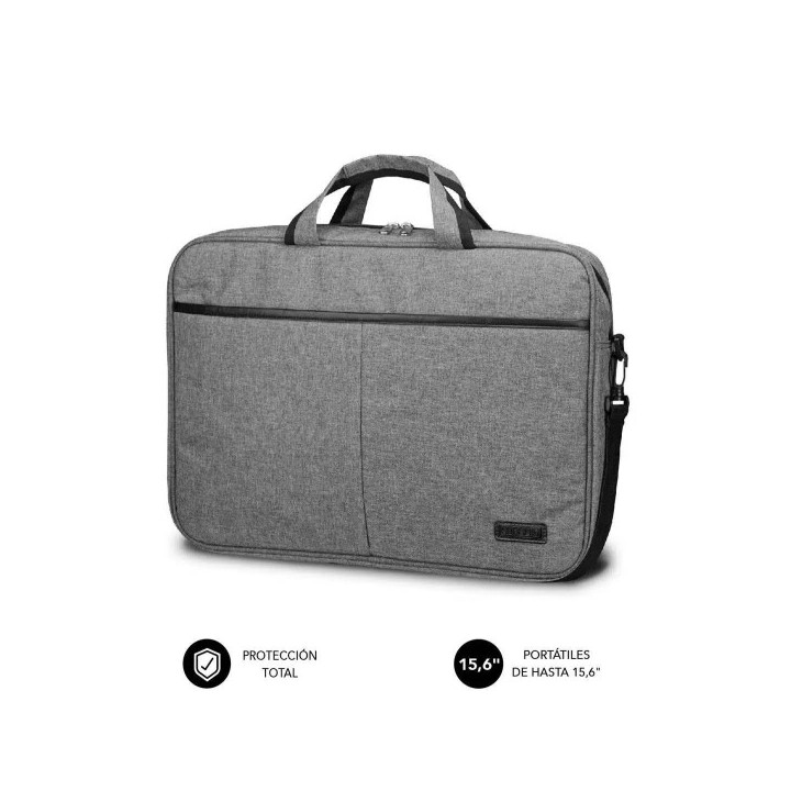 Subblim Maletin Elite Portatil de 15.6" - Fabricado en Poliester Oxford - Doble Cremallera - Color Gris