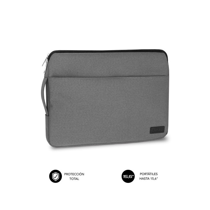 Subblim Funda Urban 15.6" - Proteccion Elegante y Funcional - Tela de Poliester 600D - Interior Acolchado de Foam - Color Gris