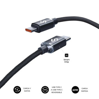 Subblim Cable Optimus USB-C - 60W - Nylon Trenzado - 480Mbps - 1 Metro - Color Negro