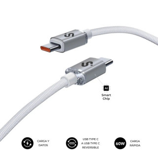 Subblim Cable Optimus USB-C - 60W - Nylon Trenzado - 480Mbps - 1 Metro - Color Blanco