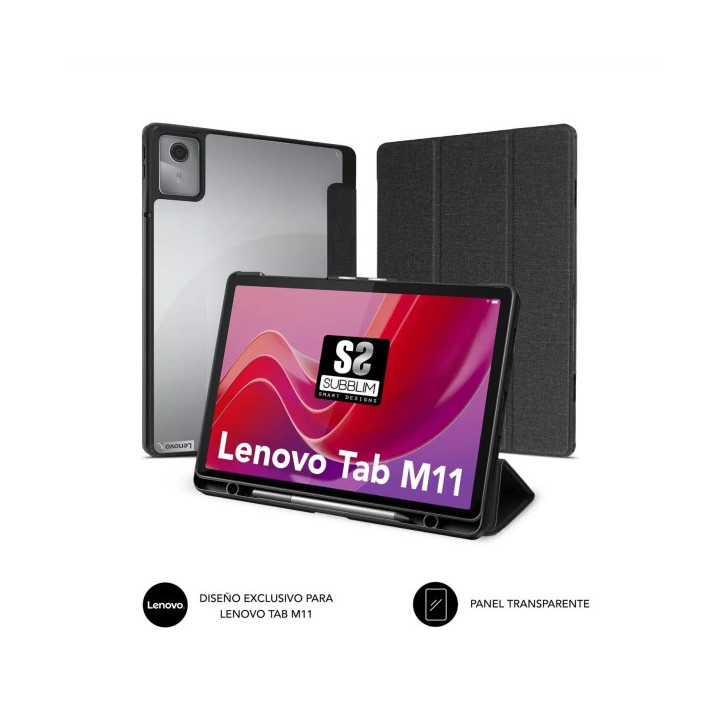 Subblim Funda Exclusiva para Tablet Lenovo Tab M11 - Cierre Magnetico - Bordes Reforzados - 2 Posiciones de Soporte - Color Neg