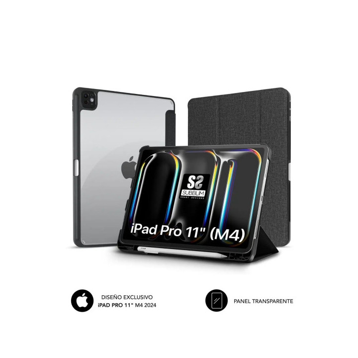 Subblim Funda Exclusiva para iPad Pro 11" M4 2024 - Cierre Magnetico - Bordes Reforzados - 2 Posiciones de Soporte - Color Negr