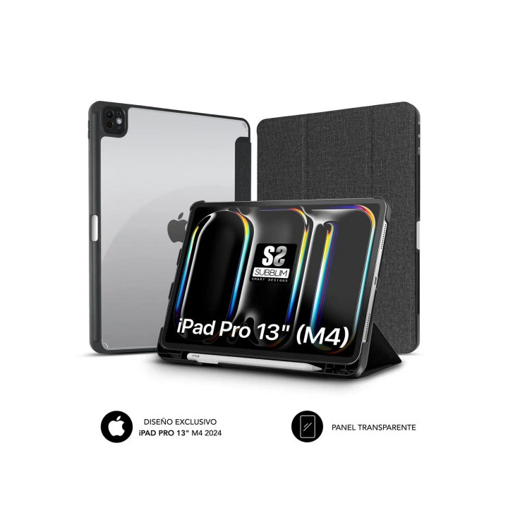 Subblim Funda Exclusiva para iPad Pro 13" M4 2024 - Cierre Magnetico - Bordes Reforzados - 2 Posiciones de Soporte - Color Negr
