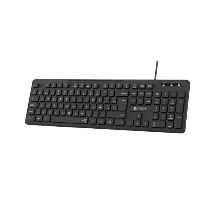 Subblim Teclado Business Slim Silencioso con Cable USB - Diseño Ergonomico y Teclas Planas de Bajo Perfil - Resistente a Derra