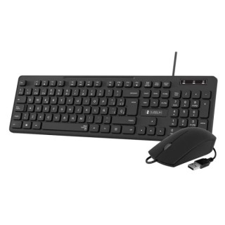 Subblim Combo Business Slim Silencioso con Cable USB - Teclado y Raton - Teclas Ergonomicas de Bajo Perfil - Resistente a Derra