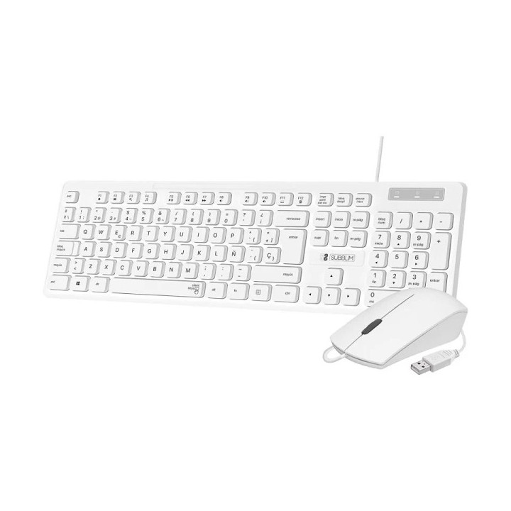 Subblim Combo Business Slim Silencioso - Teclado y ratón - Ergonómico y resistente a salpicaduras - Conector USB Plug & Play