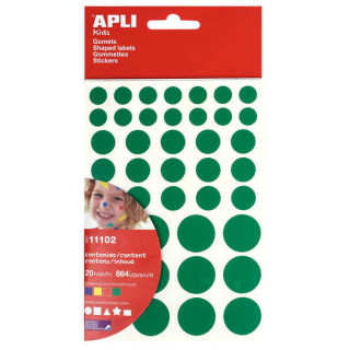 Apli Gomets Adhesivo Removible - 864 Gomets por Bolsa - Diferentes Colores
