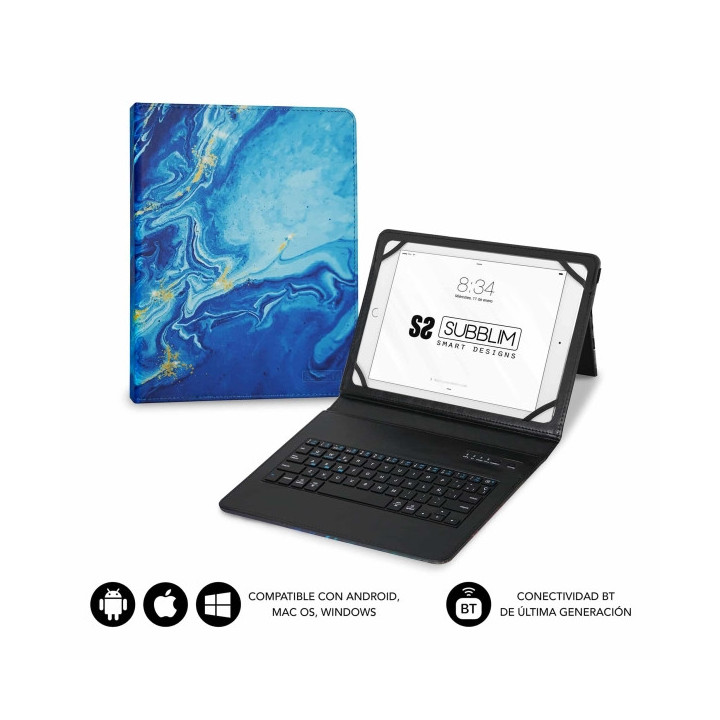 Subblim Keytab Pro Bluetooth Funda universal 9-10.1" - Diseño ultradelgado - Soporte ajustable - Sistema magnético - Resisten
