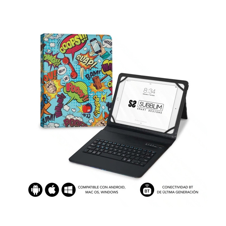 Subblim Keytab Pro Bluetooth Funda universal 9-10.1" - Diseño ultradelgado - Soporte ajustable - Sistema magnético - Resisten