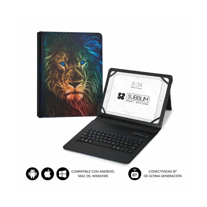 Subblim Keytab Pro Bluetooth Funda universal 9-10.1" - Diseño ultradelgado - Soporte ajustable - Sistema magnético - Resisten