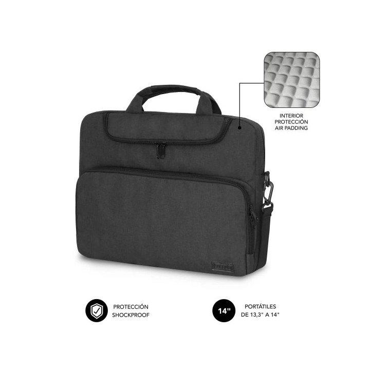 Subblim Maletin para Portatiles de hasta 14" Pulgadas - Proteccion Air Padding - Resistente Poliester Oxford - Repelente de Liq