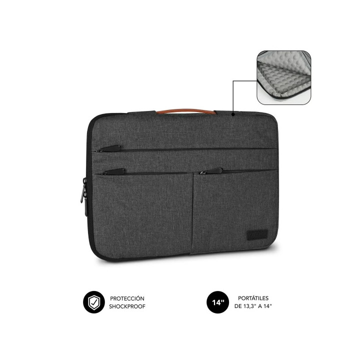 Subblim Funda Air Padding 360 Portátil de 13.3" a 14" - Protección 360º con Air Padding - Múltiples bolsillos - Resistente