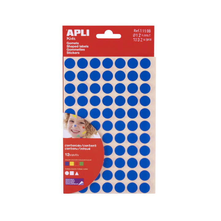 Apli Bolsa de 1.032 Gomets Formas Geometricas - Adhesivo Permanente - Libres de Disolventes - Ideales para Escuelas Infantiles