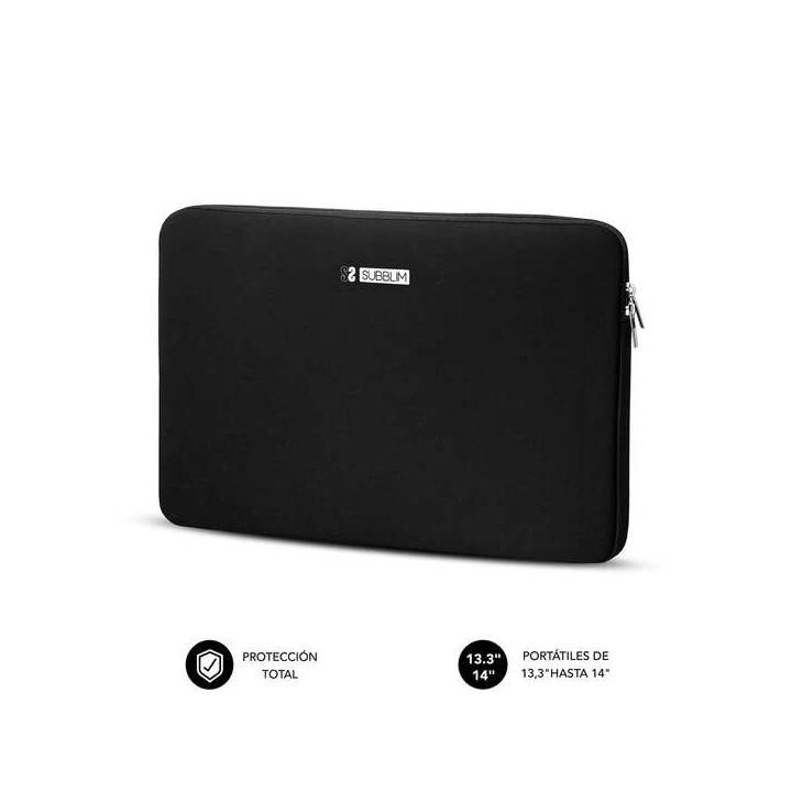 Subblim Business Laptop Sleeve Neoprene Funda para Portatiles hasta 14" - Fabricada en Neopreno - Delgada y Ligera - Doble Crem
