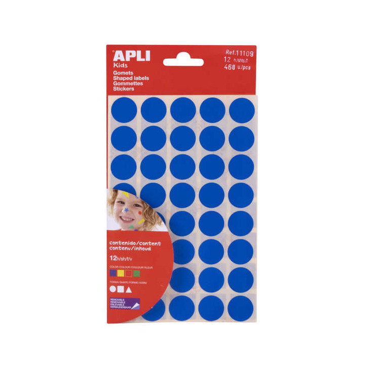 Apli Bolsa de 468 Gomets Formas Geometricas - Adhesivo Permanente - Libres de Disolventes - Ideales para Escuelas Infantiles -