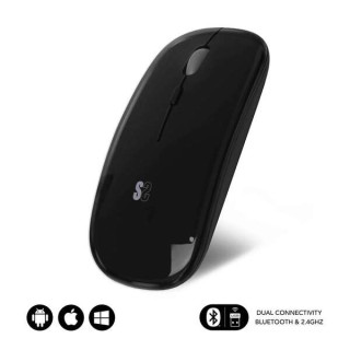 Subblim Raton Dual Flat - Conectividad Dual - Tecnologia Silent Click - Bateria de Larga Duracion - Diseño Elegante - Color Ne