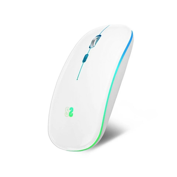 Subblim Ratón LED Dual Flat Mouse - Conexión Dual - Silent Click - Iluminación LED en 7 colores - Batería de larga duració