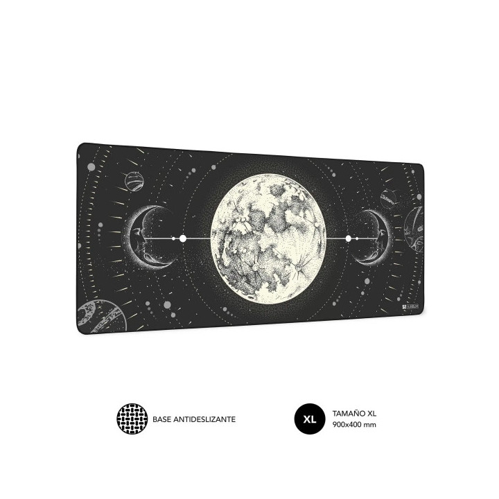 Subblim Alfombrilla de Escritorio Lunar - Tamaño 900x400x3mm - Espacio para Raton y Teclado - Resistente al Agua - Base Antide
