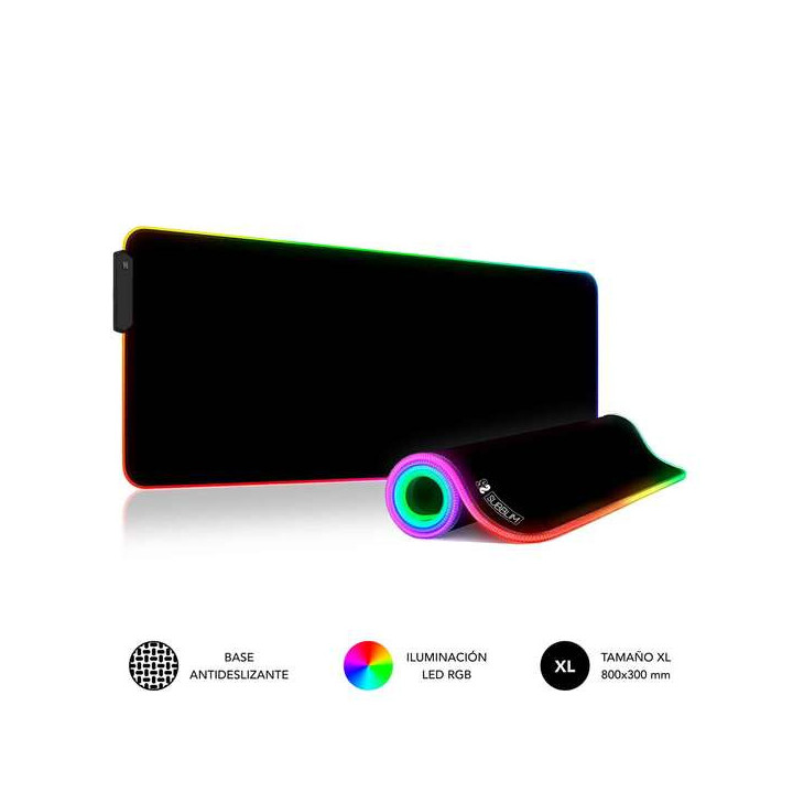 Subblim Alfombrilla LED Rgb Extra Grande 800x300x4mm - Espacio Holgado para Raton y Teclado - 9 Colores y 3 Efectos de Iluminac