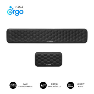 Subblim Pack Ergo Airpadding Reposamuñecas para Teclado y Raton - Espuma Viscoelastica 65D - Tejido AirMesh Transpirable - Bas