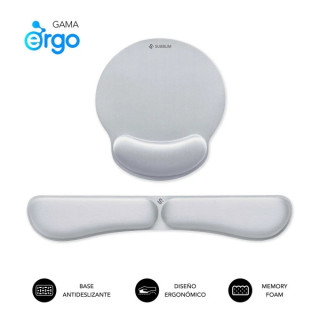 Subblim Pack Ergo MemoryFlex Alfombrilla Ergonomica para Raton y Reposamuñecas Teclado - Espuma Elastica - Microtexturizada Im