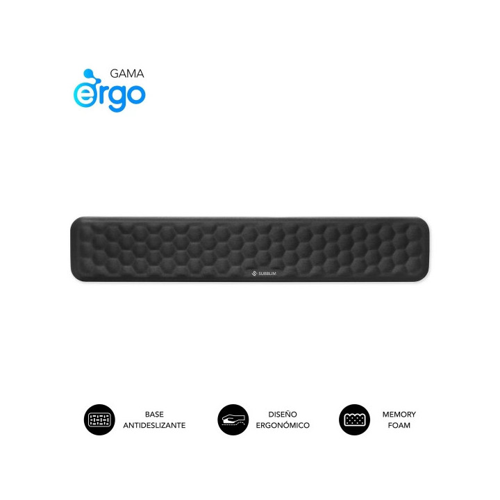 Subblim Ergo Airpadding Reposamuñecas para Teclado - Espuma Viscoelastica 65D - Tejido AirMesh Transpirable - Base Antidesliza