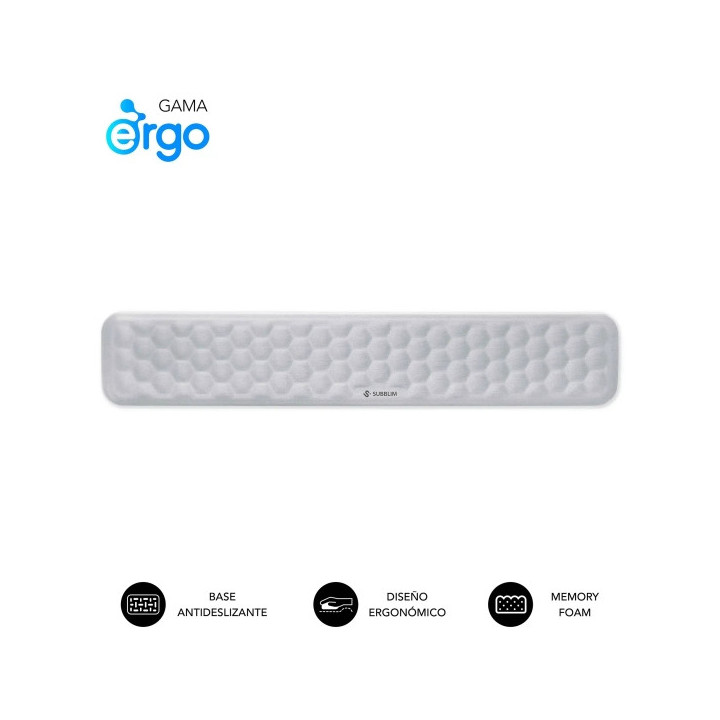 Subblim Ergo Airpadding Reposamuñecas para Teclado - Espuma Viscoelastica 65D - Tejido AirMesh Transpirable - Base Antidesliza