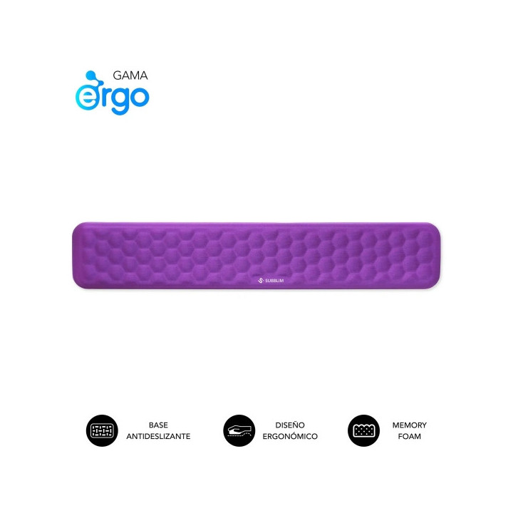 Subblim Ergo Airpadding Reposamuñecas para Teclado - Espuma Viscoelastica 65D - Tejido AirMesh Transpirable - Base Antidesliza