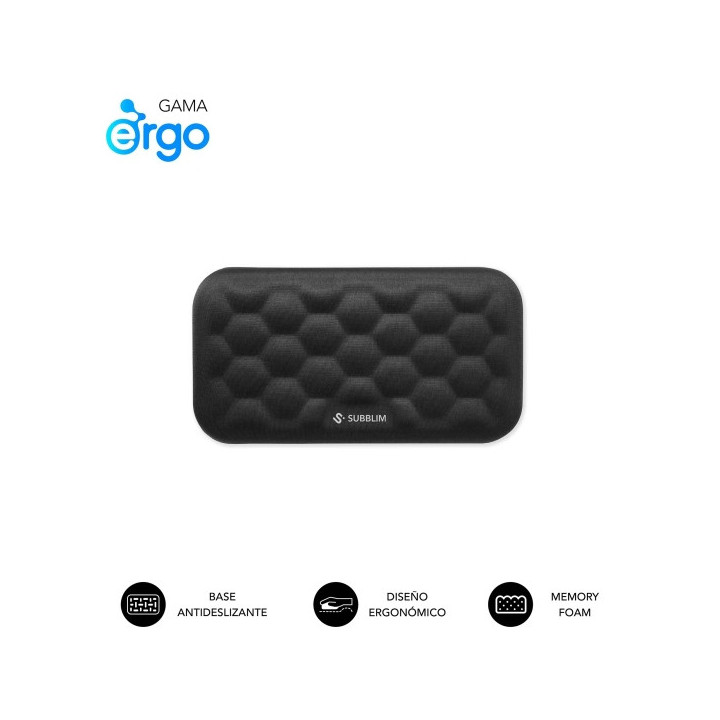 Subblim Ergo Airpadding Reposamuñecas para Raton - Espuma Viscoelastica 65D - Tejido AirMesh Transpirable - Base Antideslizant