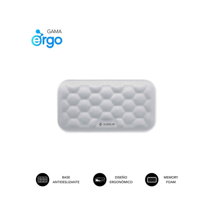 Subblim Ergo Airpadding Reposamuñecas para Raton - Espuma Viscoelastica 65D - Tejido AirMesh Transpirable - Base Antideslizant