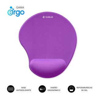 Subblim Ergo Neogel Alfombrilla Ergonomica para Raton - Espuma Elastica - Microtexturizada Impermeable - Base Antideslizante -