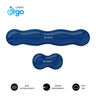Subblim Pack Ergo Crystal Flex Reposamuñecas para Teclado y Raton - Gel Refrigerante Autoajustable - Diseño Ondulado Ergonomi