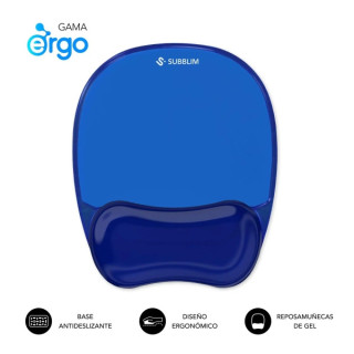Subblim Ergo Crystal Flex Alfombrilla Ergonomica para Raton - Gel Refrigerante Autoajustable - Diseño Ondulado Ergonomico - Ba