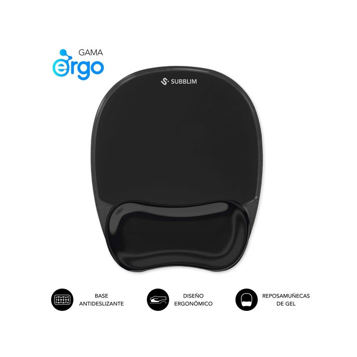 Subblim Ergo Crystal Flex Alfombrilla Ergonomica para Raton - Gel Refrigerante Autoajustable - Diseño Ondulado Ergonomico - Ba