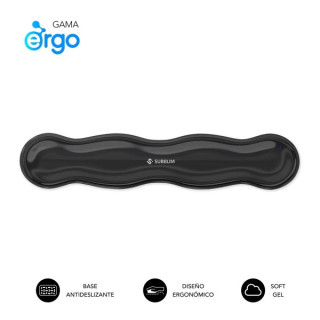 Subblim Ergo Crystal Flex Reposamuñecas para Teclado - Gel Refrigerante Autoajustable - Diseño Ondulado Ergonomico - Base Ant