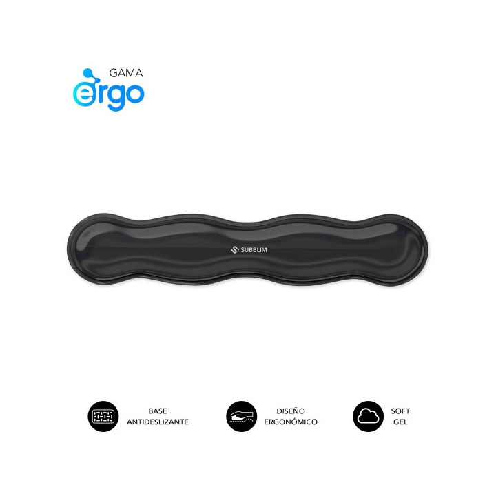 Subblim Ergo Crystal Flex Reposamuñecas para Teclado - Gel Refrigerante Autoajustable - Diseño Ondulado Ergonomico - Base Ant